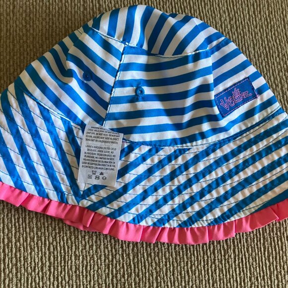 Sun Protection UVSKINZ 4T Girls Pool Hat Beach Bucket Cap Pink Blue Reversible - Picture 5 of 6